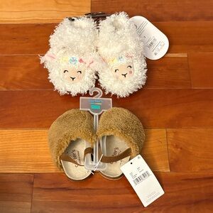 Carter's Fluffy White and Cozy Brown Baby Slippers